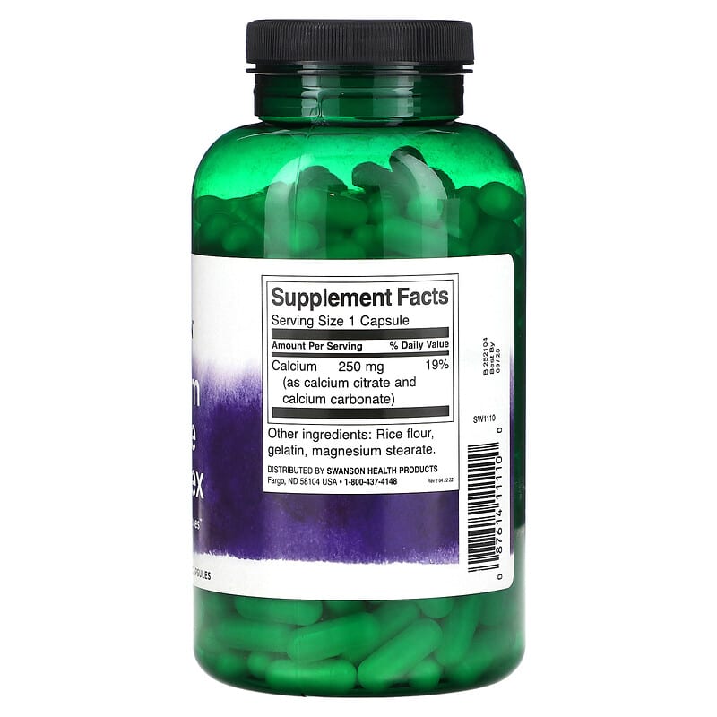 Swanson Calcium Citrate Complex 250 mg 300 Capsules 2 Thành phần vi chất của Swanson Calcium Citrate Complex 250 mg 300 Capsules 087614111100