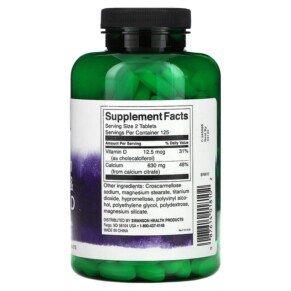 Thành phần vi chất của Swanson Calcium Citrate & Vitamin D 250 Tablets 087614018102