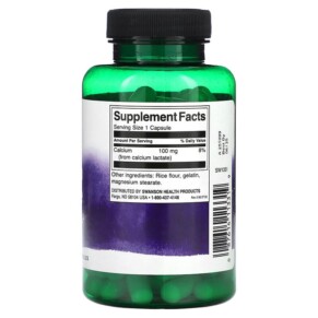 Thành phần vi chất của Swanson Calcium Lactate 100 mg 100 Capsules 087614113319