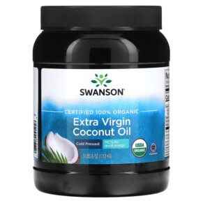 Thực phẩm chức năng Swanson Certified 100% Organic Extra Virgin Coconut Oil 3 lbs 6 oz (1.53 kg) 087614241258