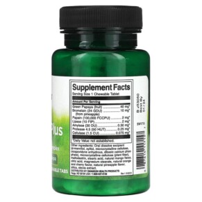 Thành phần vi chất của Swanson Chewable Papaya Plus Natural Fruit 90 Chewable Tabs 087614117157