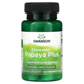 Thực phẩm chức năng Swanson Chewable Papaya Plus Natural Fruit 90 Chewable Tabs 087614117157
