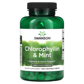 Thực phẩm chức năng Swanson Chlorophyllin & Mint 500 Chewable Tablets 087614060811