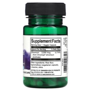 Thành phần vi chất của Swanson Chromax 2000 2.000 mcg 60 Veggie Caps 087614028347