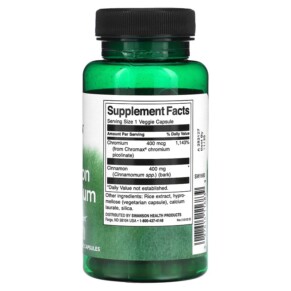 Thành phần vi chất của Swanson Cinnamon & Chromium 60 Veggie Capsules 087614116839