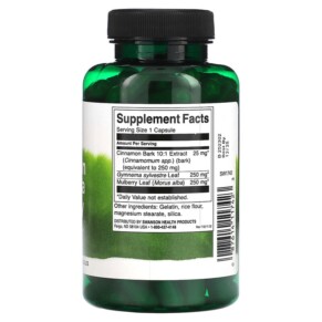 Thành phần vi chất của Swanson Cinnamon Gymnema Mulberry Complex 120 Capsules 087614117423