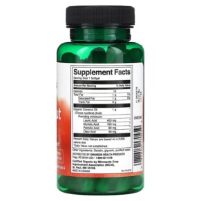 Thành phần vi chất của Swanson Coconut Oil 1.000 mg 60 Softgels 087614170459