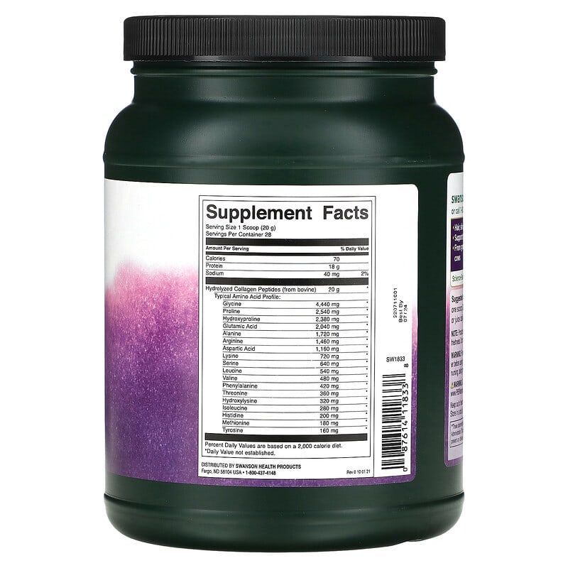 Swanson Collagen Peptides Unflavored 20 g 1.2 lb (560 g) 2 Thành phần vi chất của Swanson Collagen Peptides Unflavored 20 g 1.2 lb (560 g) 087614118338