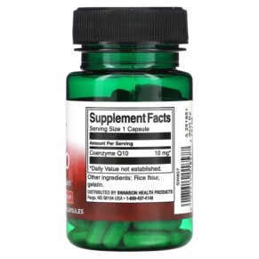 Thành phần vi chất của Swanson CoQ10 10 mg 100 Capsules 087614018577