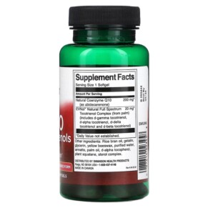 Thành phần vi chất của Swanson CoQ10 with Tocotrienols 200 mg 60 Softgels 087614023458