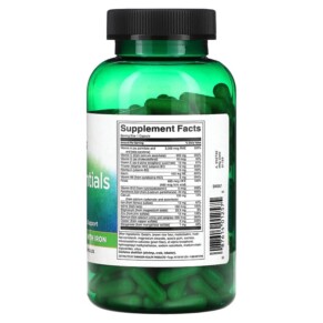 Thành phần vi chất của Swanson Daily Essential Multi with Iron 250 Capsules 087614012575