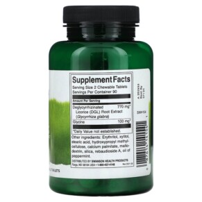 Thành phần vi chất của Swanson DGL 385 mg 180 Chewable Tablets 087614141541