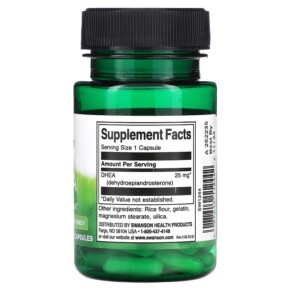 Thành phần vi chất của Swanson DHEA High Potency 25 mg 30 Capsules 087614112442