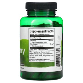 Thành phần vi chất của Swanson Elderberry Immune Health 120 Veggies Capsules 087614116730