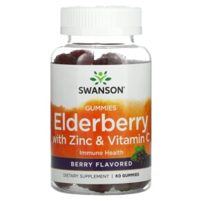 Thực phẩm chức năng Swanson Elderberry With Zinc & Vitamin C Berry 60 Gummies 087614118031