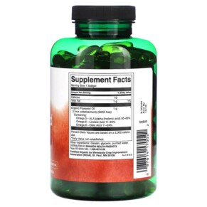 Thành phần vi chất của Swanson Flaxseed Oil 1 g 200 Softgels 087614170022