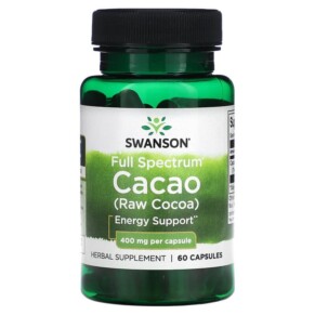 Thực phẩm chức năng Swanson Full Spectrum Cacao (Raw Cocoa) 400 mg 60 Capsules 087614112572