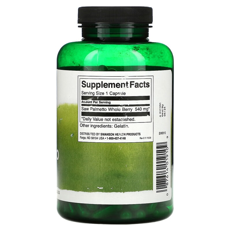 Swanson Full Spectrum Saw Palmetto 540 mg 250 Capsules 2 Thành phần vi chất của Swanson Full Spectrum Saw Palmetto 540 mg 250 Capsules 087614019109