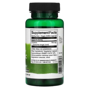 Thành phần vi chất của Swanson Full Spectrum Turmeric 750 mg 60 Veggie Embo Caps AP 087614114897