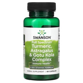 Thực phẩm chức năng Swanson Full Spectrum Turmeric Astragalus & Gotu Kola Complex 60 Capsules 087614115702