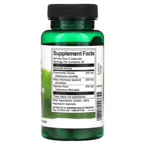 Thành phần vi chất của Swanson Full Spectrum Valerian Chamomile & Hops 60 Capsules 087614116655