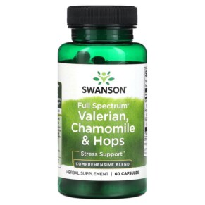 Thực phẩm chức năng Swanson Full Spectrum Valerian Chamomile & Hops 60 Capsules 087614116655