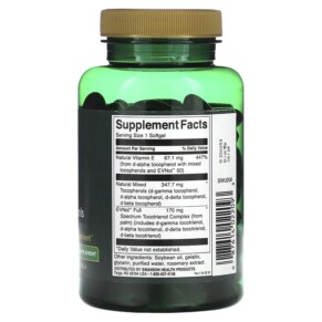 Thành phần vi chất của Swanson Full Spectrum Vitamin E With Tocotrienols 100 IU 120 Softgels 087614022093