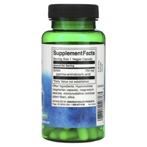 Thành phần vi chất của Swanson GABA Maximum Strength 750 mg 60 Veggie Strength 087614026763