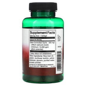 Thành phần vi chất của Swanson Garlic 500 mg 60 Softgels 087614090269