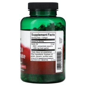 Thành phần vi chất của Swanson Garlic Oil Concentrate 1.500 mg 500 Softgels 087614014029