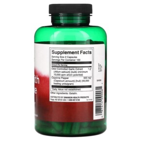 Thành phần vi chất của Swanson Garlic with Cayenne 200 Capsules 087614090061