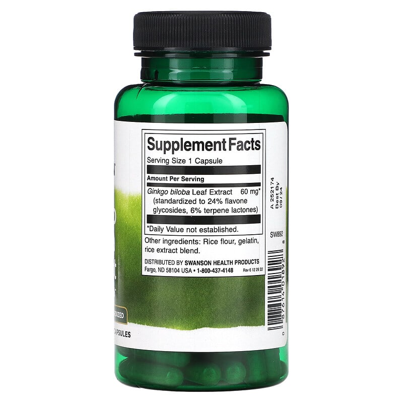 Swanson Ginkgo Biloba Extract 60 mg 120 Capsules 2 Thành phần vi chất của Swanson Ginkgo Biloba Extract 60 mg 120 Capsules 087614018928