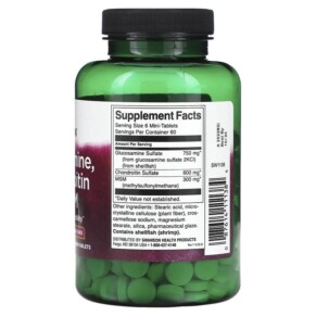 Thành phần vi chất của Swanson Glucosamine Chondroitin & MSM 360 Mini Tablets 087614111384