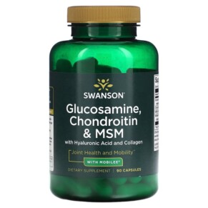 Thực phẩm chức năng Swanson Glucosamine Chondroitin & MSM with Hyaluronic Acid and Collagen 90 Capsules 087614022932