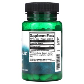 Thành phần vi chất của Swanson Glutamic Acid 500 mg 60 Veggie Caps 087614116082