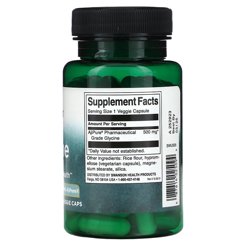 Swanson Glycine 500 mg 60 Veggie Caps 2 Thành phần vi chất của Swanson Glycine 500 mg 60 Veggie Caps 087614025094
