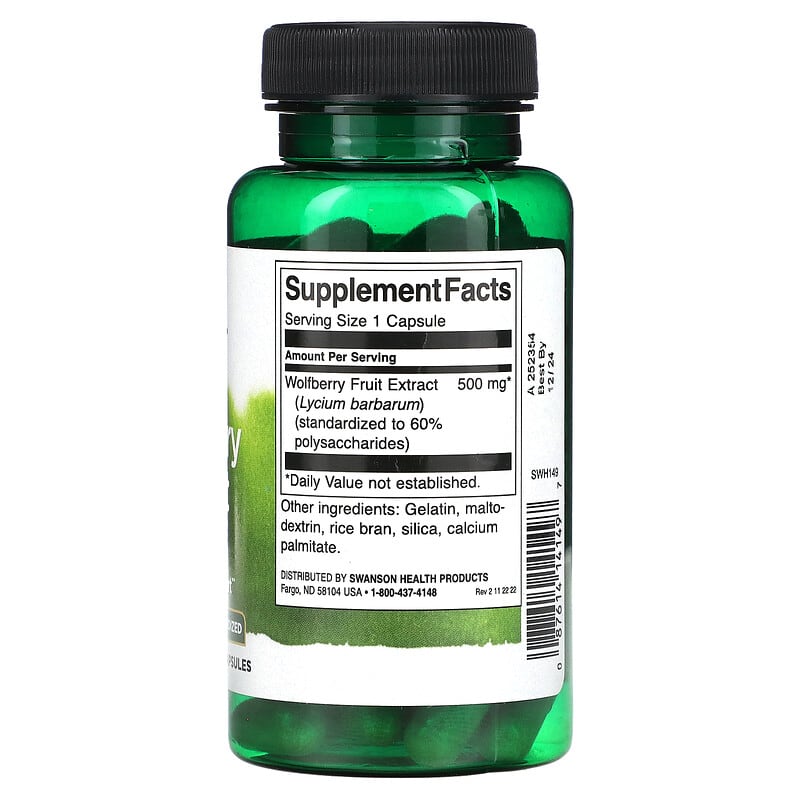 Swanson Goji Berry Extract 500 mg 60 Capsules 2 Thành phần vi chất của Swanson Goji Berry Extract 500 mg 60 Capsules 087614141497
