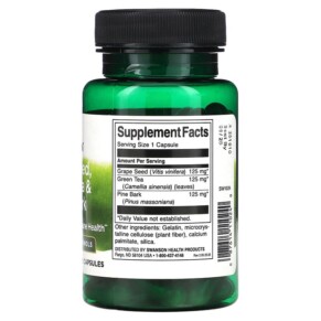 Thành phần vi chất của Swanson Grape Seed Green Tea & Pine Bark Complex 60 Capsules 087614110240