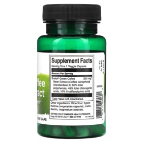 Thành phần vi chất của Swanson Green Coffee Bean Extract 60 Veggie Caps 087614040608