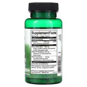 Thành phần vi chất của Swanson Green Coffee Complex 60 Veggie Capsules 087614040776