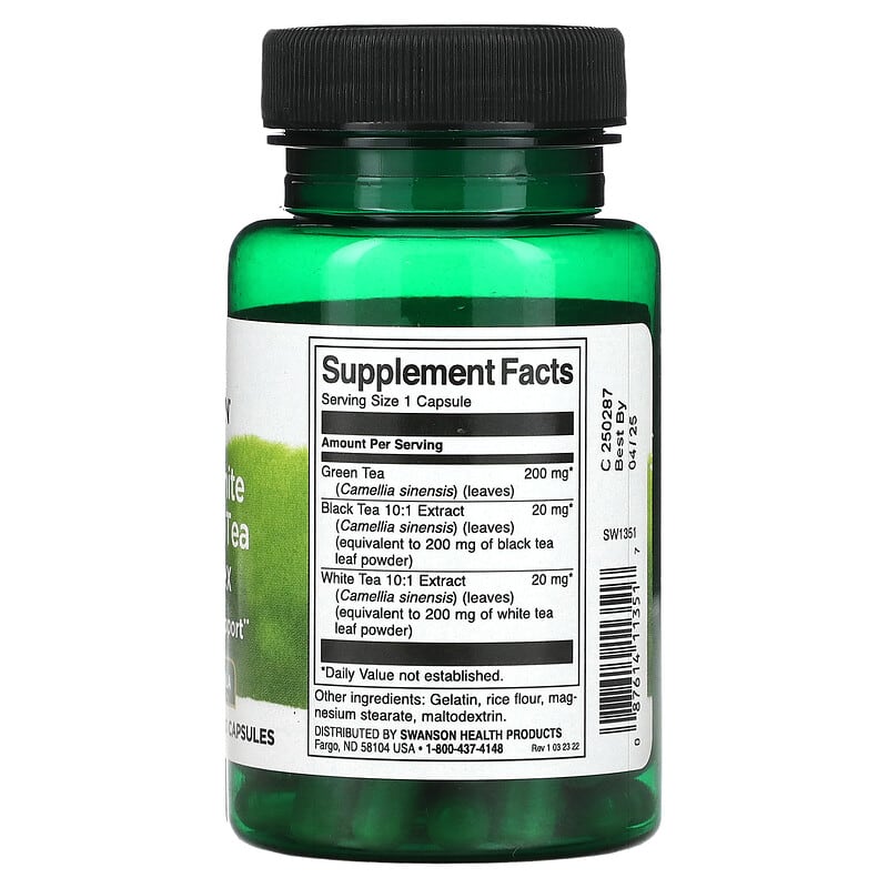 Swanson Green White and Black Tea Complex 60 Capsules 2 Thành phần vi chất của Swanson Green White and Black Tea Complex 60 Capsules 087614113517