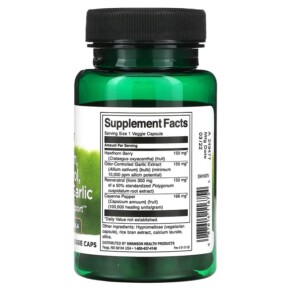 Thành phần vi chất của Swanson Hawthorn Resveratrol Cayenne & Garlic 30 Veggie Caps 087614116754