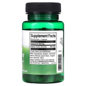Thành phần vi chất của Swanson Kidney Glandular 500 mg 60 Capsules 087614112251
