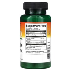 Thành phần vi chất của Swanson Kyoto Chlorella Complex 120 Tablets 087614180267