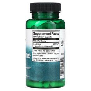 Thành phần vi chất của Swanson L-Arginine 500 mg 100 Capsules 087614018522