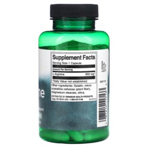 Thành phần vi chất của Swanson L-Arginine Maximum Strength 850 mg 90 Capsules 087614117133