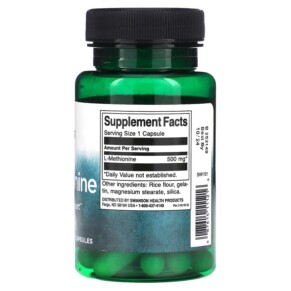 Thành phần vi chất của Swanson L-Methionine 500 mg 30 Capsules 087614111216