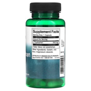 Thành phần vi chất của Swanson L-Tryptophan 500 mg 60 Capsules 087614115023