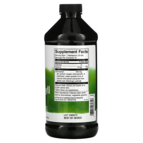 Thành phần vi chất của Swanson Liquid Chlorophyll 100 mg 16 fl oz (473 ml) 087614060316