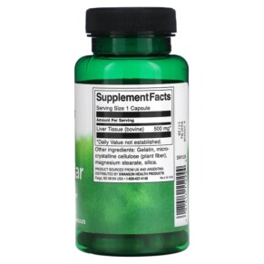 Thành phần vi chất của Swanson Liver Glandular 500 mg 60 Capsules 087614112244